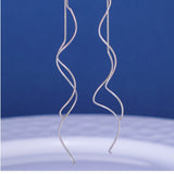 Sterling Silver Wavy S-Shaped Threader Earrings