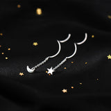 Sterling Silver Wavy Star And Moon Threader Earrings