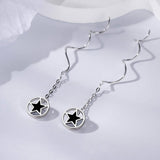 Sterling Silver Wavy Star Threader Earrings