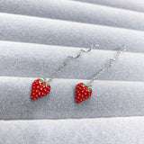 Sterling Silver Wavy Strawberry Threader Earrings