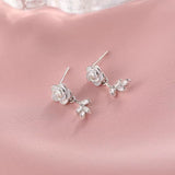 Sterling Silver White Camellia Earrings