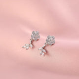 Sterling Silver White Camellia Earrings