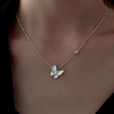 Sterling Silver White Mother-Of-Pearl Butterfly Necklaces