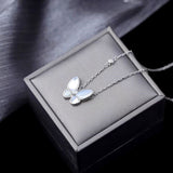 Sterling Silver White Mother-Of-Pearl Butterfly Necklaces