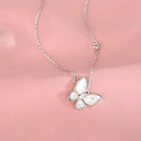 Sterling Silver White Mother-Of-Pearl Butterfly Necklaces