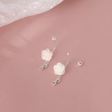 Sterling Silver White Rose Earrings