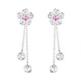 Sterling Silver Zircon Flower Jacket Earrings