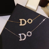 Sterling Silver Zircon DO Letter Necklaces