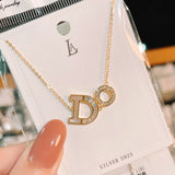 Sterling Silver Zircon DO Letter Necklaces