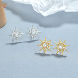 Sterling Silver Zircon Eight-Pointed Star Stud Earrings