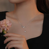 Sterling Silver Zircon Flower Clavicle Chain Necklaces