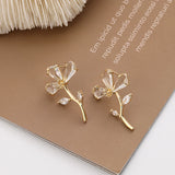 Sterling Silver Zircon Flower Earrings