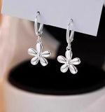 Sterling Silver Zircon Flower Earrings