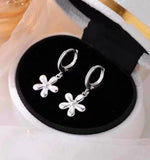 Sterling Silver Zircon Flower Earrings