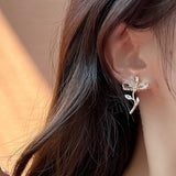 Sterling Silver Zircon Flower Earrings