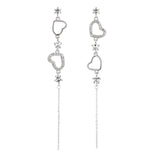 Sterling Silver Zircon Heart-Design Earrings