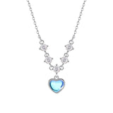 Sterling Silver Zircon Moonstone Heart Necklaces