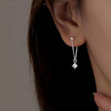 Sterling Silver Zircon Sparkling Diamond Earrings