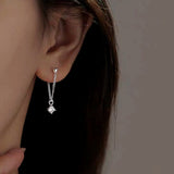 Sterling Silver Zircon Sparkling Diamond Earrings