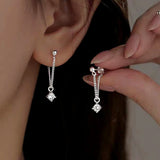 Sterling Silver Zircon Sparkling Diamond Earrings