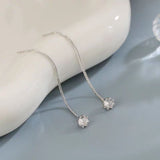 Sterling Silver Zircon Sparkling Diamond Threader Earrings