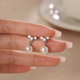 Sterling Silver Zircon Star And Pearl Earrings