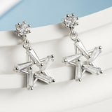 Sterling Silver Zircon Star Earrings