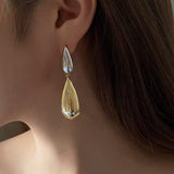 14K Gold-Plated Silver-Gold Stitched Drop Earrings