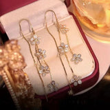 14K Gold-plated Exquisite Flower Threader Earrings