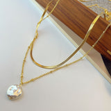 14K Gold Plated Artificial Pearl with Chain Necklaces(2 PCS)