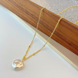 14K Gold Plated Artificial Pearl with Chain Necklaces(2 PCS)