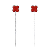 Sterling Silver Lucky Clover Threader Earrings