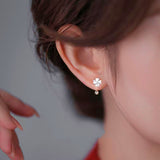 Lucky Clover Studs Jacket Earrings