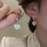 Silver Post Summer Pearl Heart Earrings