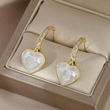 Silver Post Summer Pearl Heart Earrings