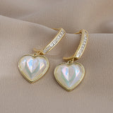 Silver Post Summer Pearl Heart Earrings