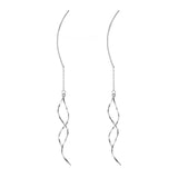 Sterling Silver Wavy Tassel Threader Earrings