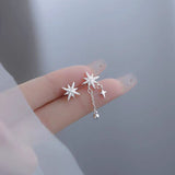 Sterling Silver Elegant Eight-Pointed Star Earrings