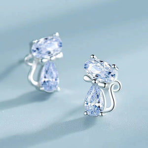 Sterling Silver Kitty Dimond Stud Earrings