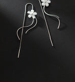 Sterling Silver Flower Threader Earrings