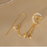 14K Gold-plated Moon & Star Ear Cuffs(1 Pair)