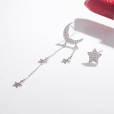 Sterling Silver Star & Moon Tassel Earrings