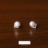 Sterling Silver Elegant Pearl Stud Earrings