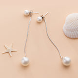 Sterling Silver Pearl Tassel Earrings