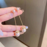 14K Gold-plated Pink Pearl Tassel Earrings