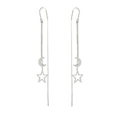 Sterling Silver Star & Moon Threader Earrings