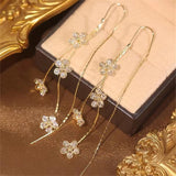 14K Gold-plated Exquisite Flower Threader Earrings