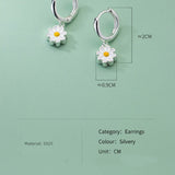 Silver Post Daisy Flower Dangle Earrings