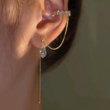 14K Gold-plated Diamond-Encrusted Ear Cuffs(1 Pair)