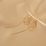 14K Gold-plated Wavy Tassel Threader Earrings